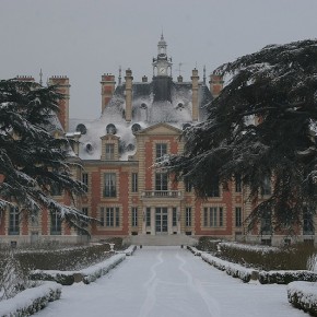 Château de Nainville les Roches sous la neige